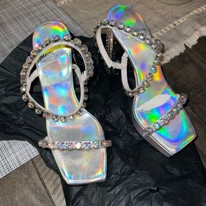 Jeffrey Campbell Iridescent Crystal Platform Sandals